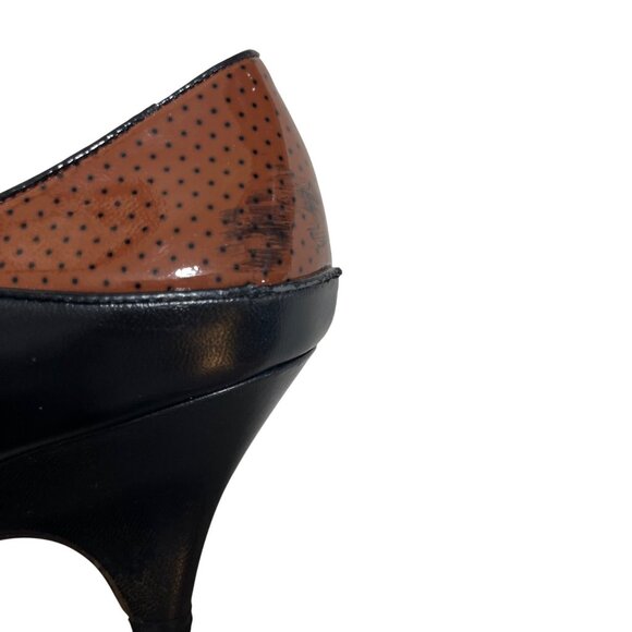 Poetic License heels women's 7 black brown leather bow tie - Picture 6 of 13